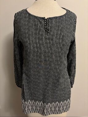 Esprit Black and White Striped Button-Front Blouse
